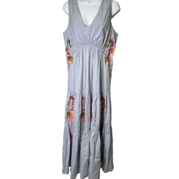 Anthropologie Samant Chauhan Embroidered Maxi Dress Size M - Picture 3 of 11